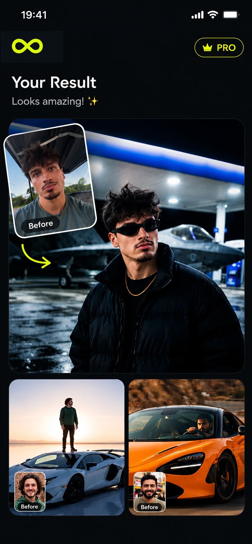 Higvid screen showing a photo transformed into a new scene