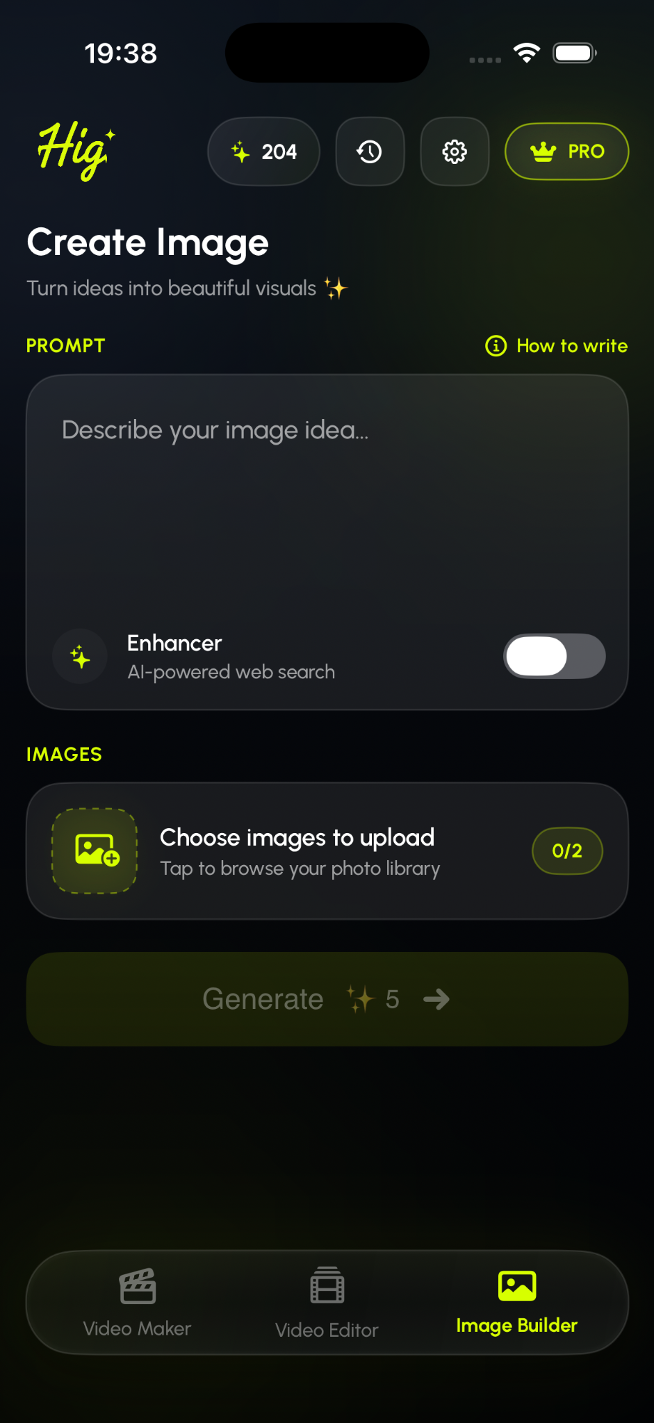 Hig image builder screen